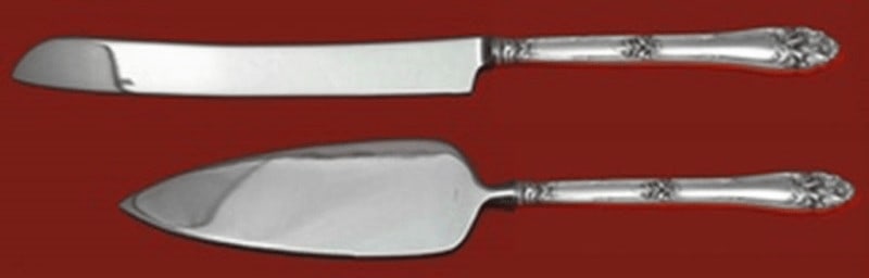 Amston Frank Whiting Champlain Sterling Silver Wedding Cake Set 2pc: Amston Frank Whiting Champlain Sterling Silver Wedding Cake Set 2pc This exquisite wedding cake set features a custom-made design from the renowned Frank Whiting, crafted in high-quality sterling silv