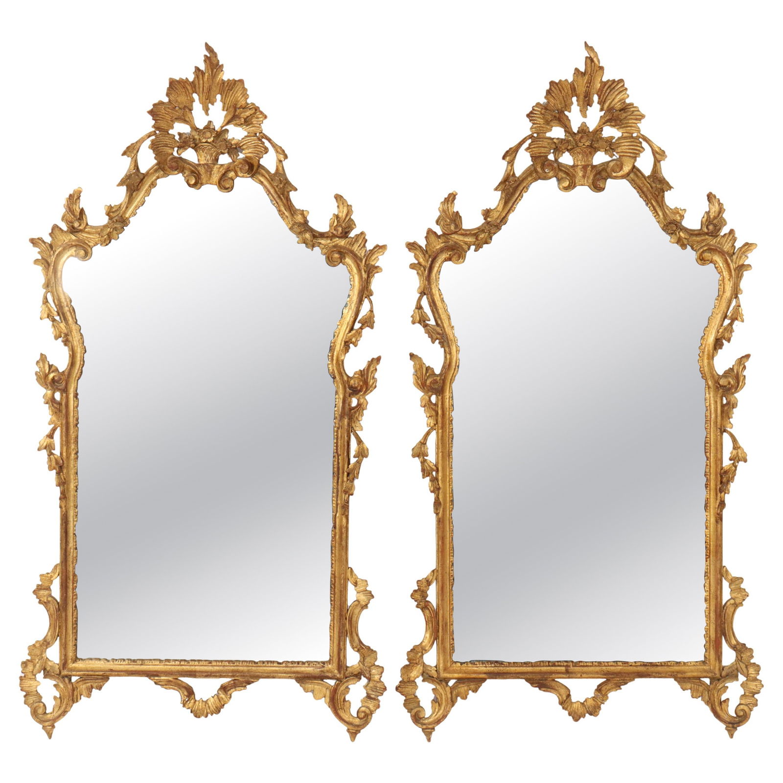 Set of 2 Antique French Louis XIV Gilt Wood Mirrors C1920: Set of 2 Antique French Louis XIV Gilt Wood Mirrors C1920 This exquisite pair of antique French mirrors embodies the opulent Louis XIV style, dating back to circa 1920. Each mirror is elegantly framed