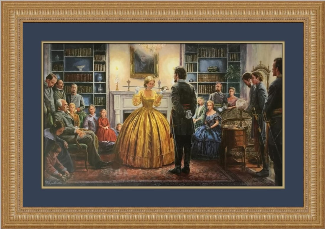 Mort Kunstler Signed Limited Edition Blessing of the Sword Framed Print: Mort Kunstler Signed Limited Edition Blessing of the Sword Framed Print This stunning signed limited edition print titled "Blessing of the Sword" by renowned artist Mort Kunstler captures a poignant m