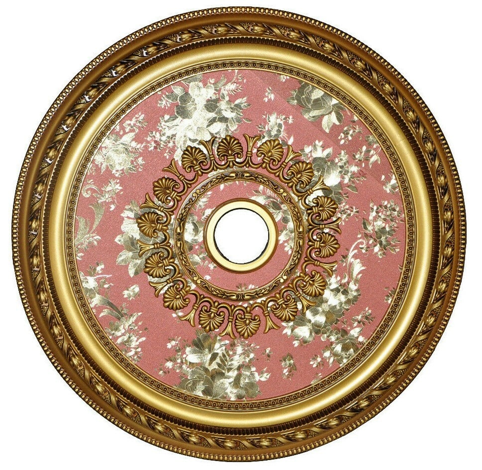 32" Artistry Round Chandelier Ceiling Medallion Red Bouquet Indoor Decor: 32" Artistry Round Chandelier Ceiling Medallion Red Bouquet Indoor Decor Enhance your space with this stunning 32" Round Chandelier Ceiling Medallion featuring an exquisite Red Rose Bouquet theme. Cra