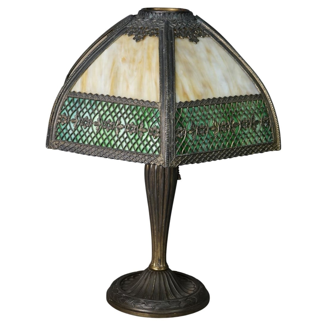 Antique Arts and Crafts Two-Tone Slag Glass Lamp C1910 AAG CO (1 of 12)