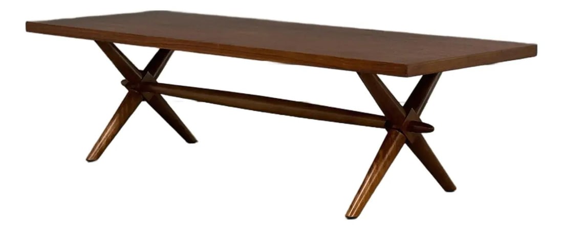 1951 T.H. Robsjohn Gibbings Walnut Coffee Table for Widdicomb: 1951 T.H. Robsjohn Gibbings Walnut Coffee Table for Widdicomb This exquisite mid-century modern coffee table showcases the timeless design of T.H. Robsjohn Gibbings for Widdicomb. The table features a