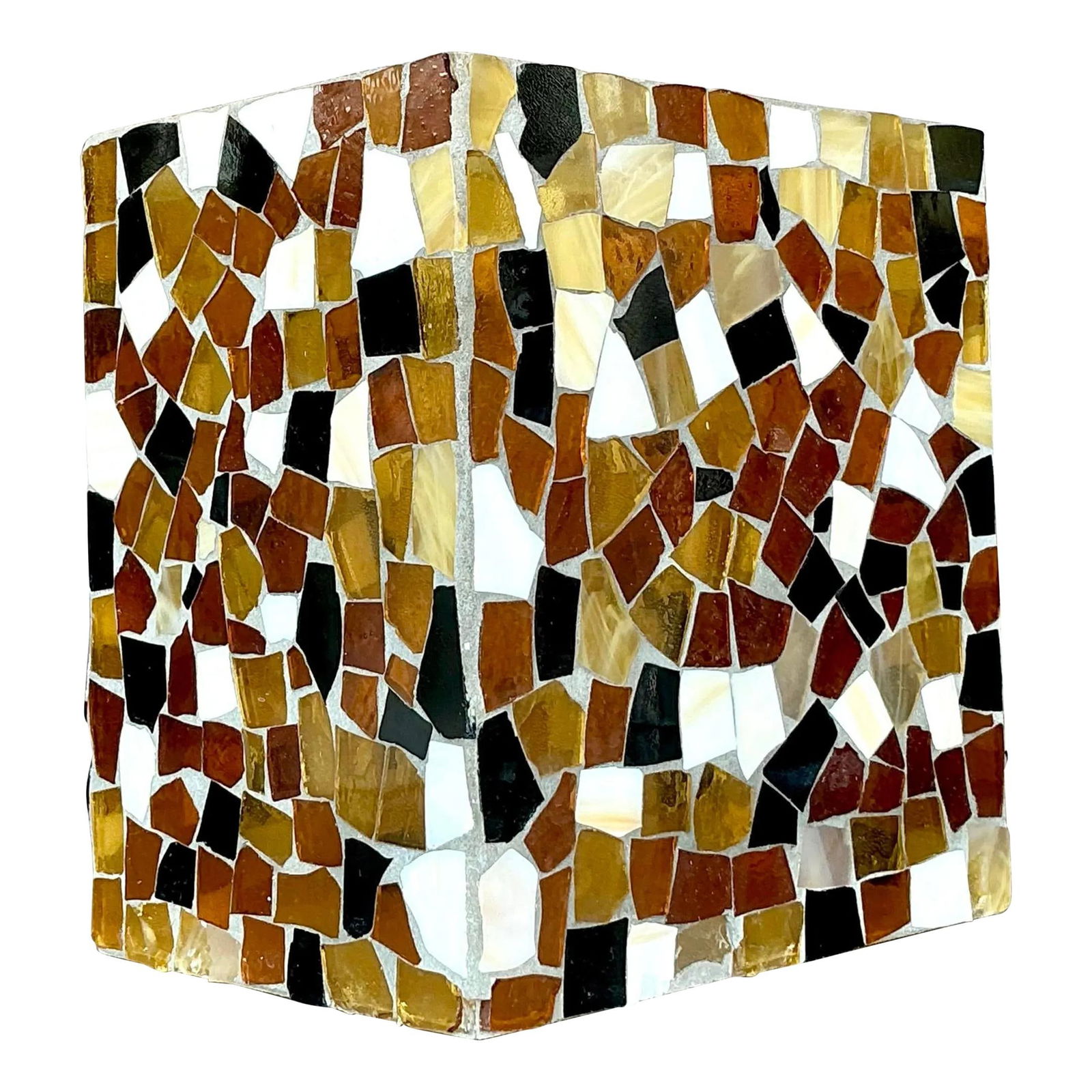 Vintage Boho Glass Mosaic Wastepaper Basket Artistic Decor: Vintage Boho Glass Mosaic Wastepaper Basket Artistic Decor Enhance your living space with this Vintage Boho Glass Mosaic Tile Wastepaper Basket. Handcrafted from a stunning array of amber, black, crea