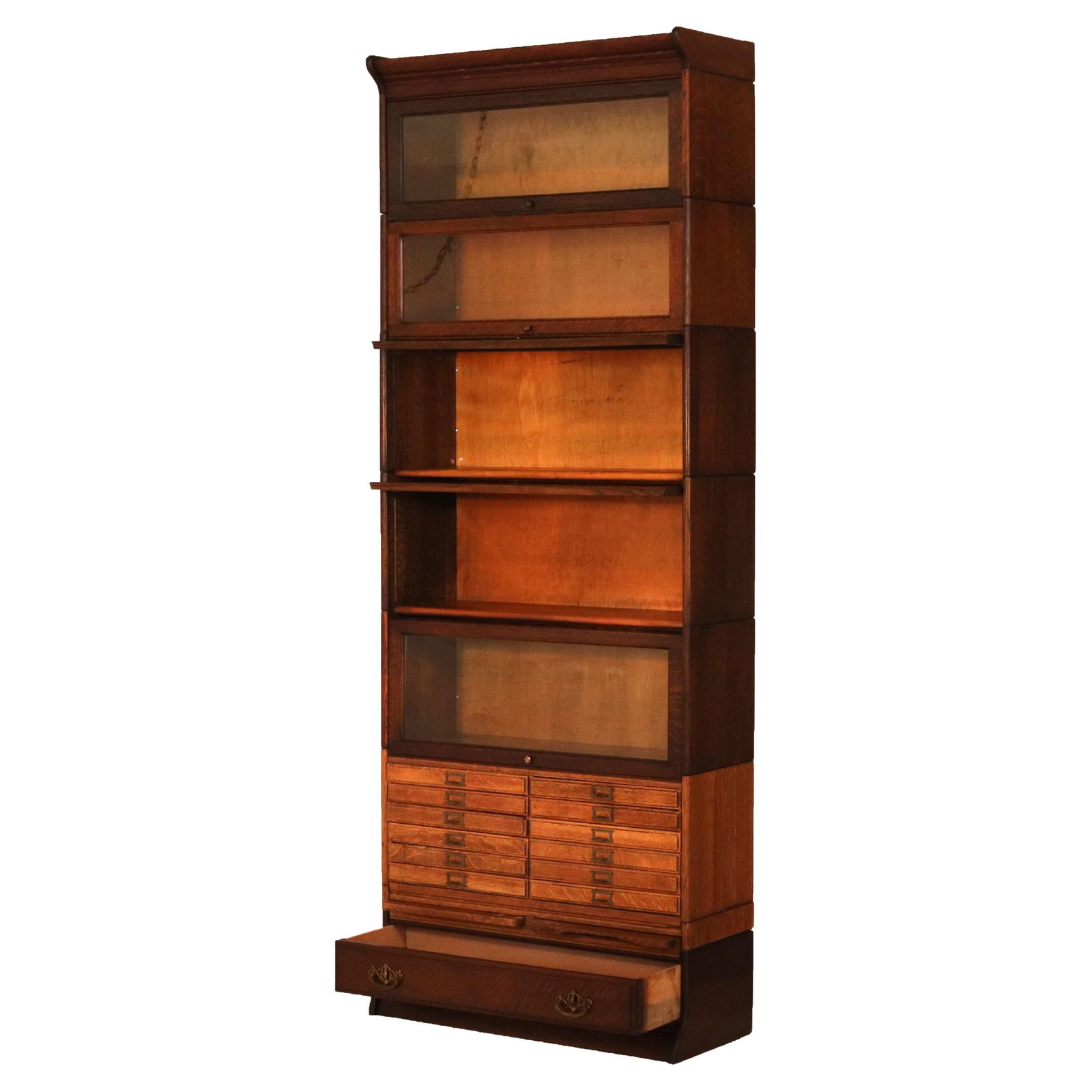 Antique Arts & Crafts Gunn Oak Six Stack Bookcase C1920: Antique Arts & Crafts Gunn Oak Six Stack Bookcase C1920 This Antique Arts & Crafts Gunn Oak Six Stack Barrister Bookcase, crafted circa 1920, showcases the traditional craftsmanship of the early 20th