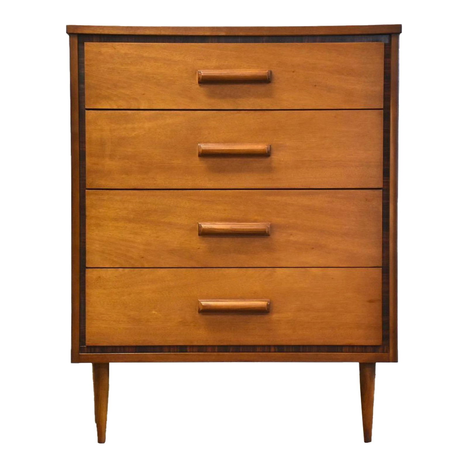 Mid Century Modern Walnut Tall Dresser with Formica Top: Mid Century Modern Walnut Tall Dresser with Formica Top This mid-century modern tall dresser combines a classic walnut wood frame with a durable, scratch-resistant formica top, making it both stylish