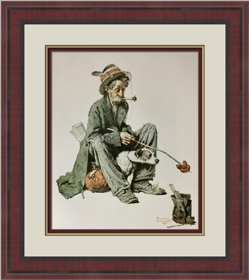 Norman Rockwell Hobo Custom Framed Offset Lithograph Print 1979 (1 of 2)