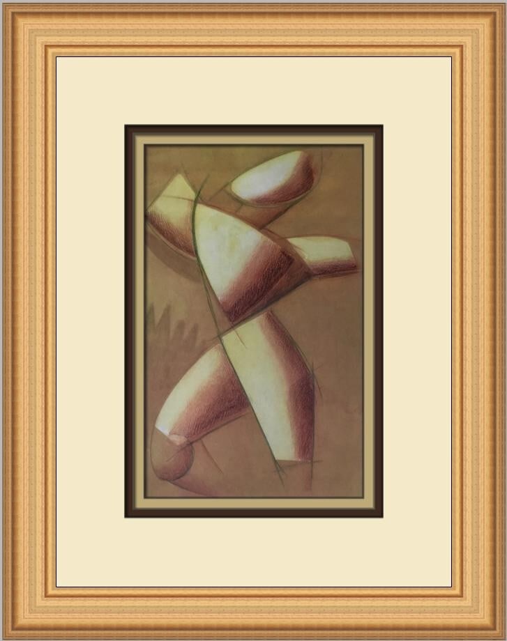 Alexander Archipenko Figure in Movement Custom Framed Abstract Print: Alexander Archipenko Figure in Movement Custom Framed Abstract Print This stunning custom framed print titled 'Figure in Movement' by renowned artist Alexander Archipenko captures the essence of abstr