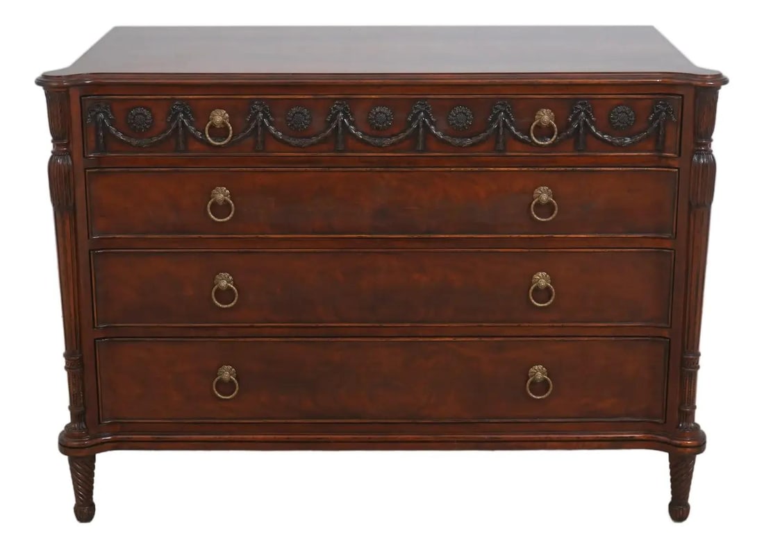 Jonathan Charles Mahogany Louis XVI Dresser Chest with Carved Details (1 of 10)