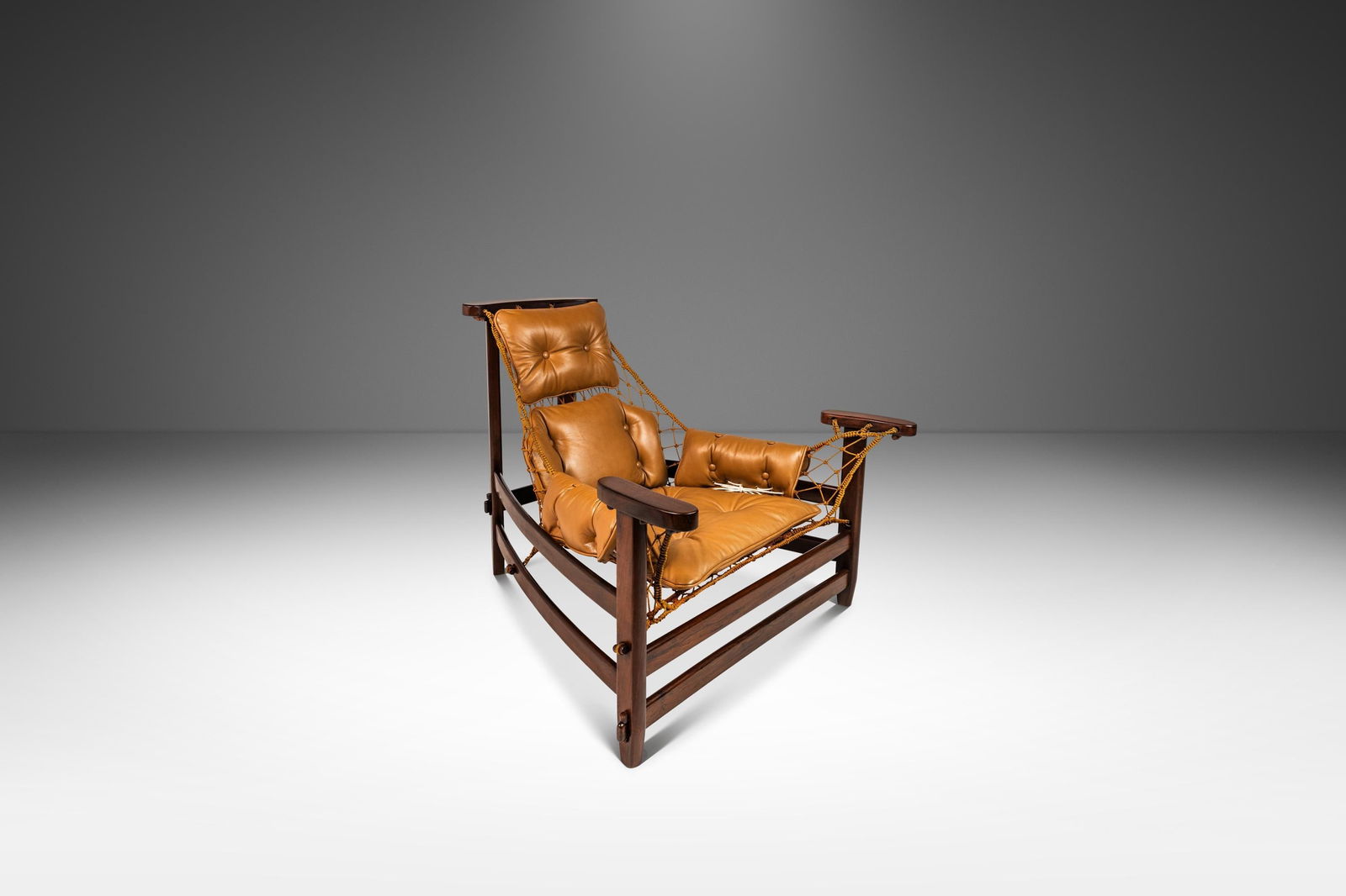 Rare Jean Gillon 'Jangada' Lounge Chair in Jacaranda Wood and Leather Brazil 1960s (1 of 10)