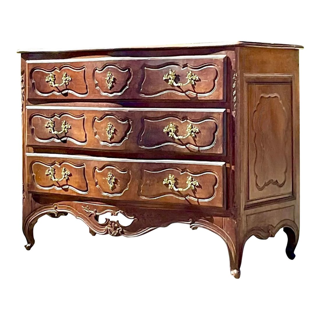 Antique 19th Century Regency Walnut Chest of Drawers with Brass Hardware (1 of 6)