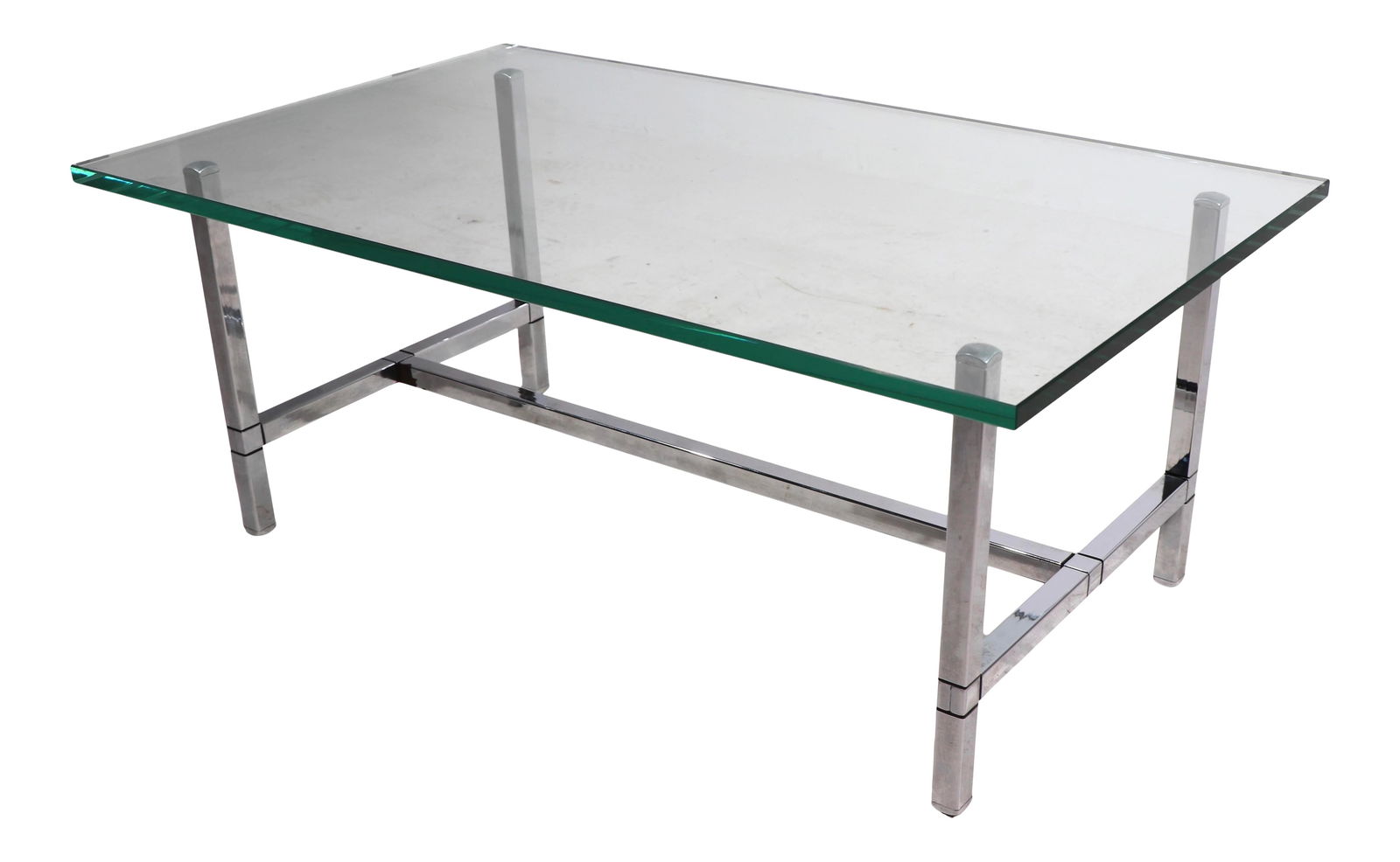 1970s Chrome Glass Cocktail Table Architectural Design (1 of 9)