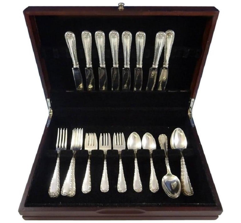Scarce Crystal Sterling Silver Flatware Service by Frank Whiting 40 Pieces (1 of 5)