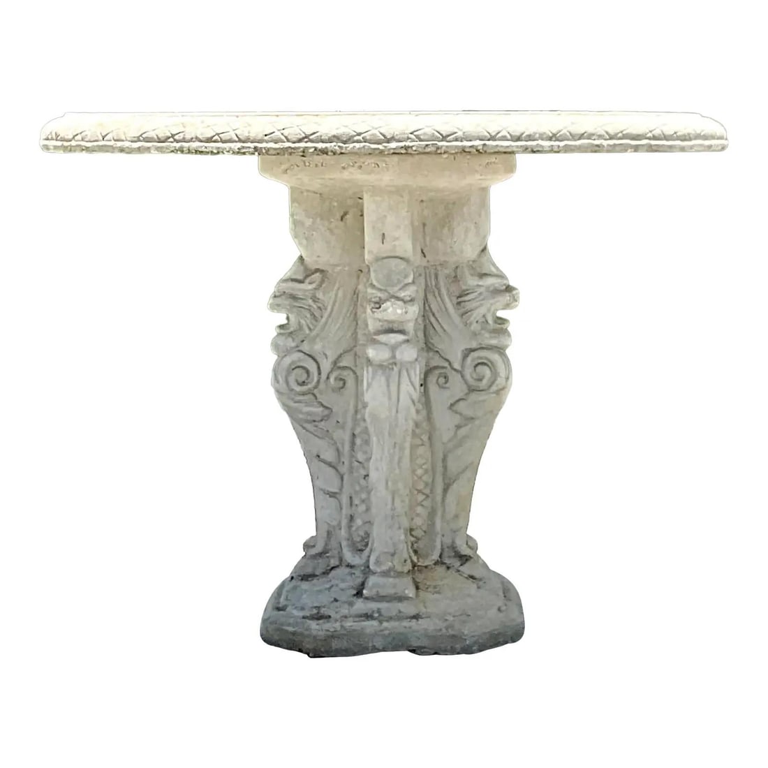 Vintage Coastal Concrete Grotto Dining Table Serpent Pedestal (1 of 5)