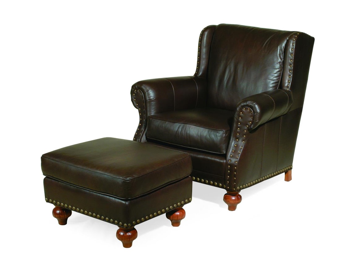 Handcrafted American Leather Ottoman in Avocado Finish (1 of 1)