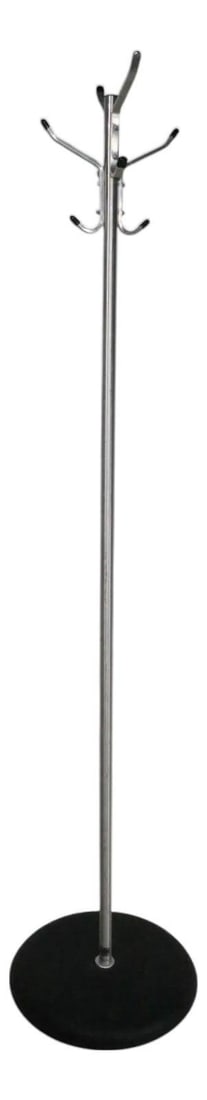 Mid Century Glaro Aluminum and Iron Coat Rack Tree: Mid Century Glaro Aluminum and Iron Coat Rack Tree This vintage coat tree rack, crafted by Glaro, showcases a classic mid-century design. It features a sturdy aluminum pole supported by a cast iron ba