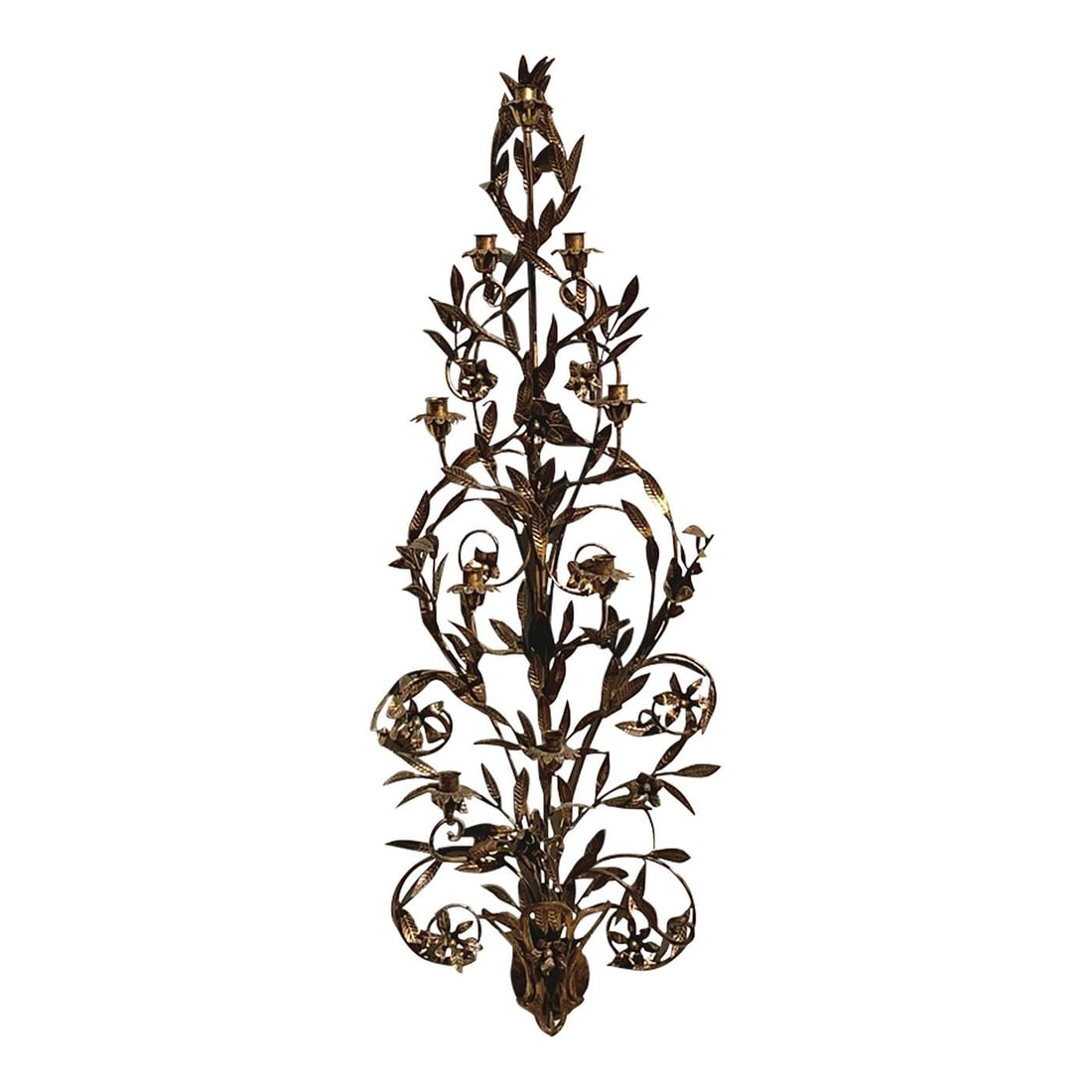 Vintage Maitland Smith Gilt Wall Candle Sconce 57.75" Elegant Design: Vintage Maitland Smith Gilt Wall Candle Sconce 57.75" Elegant Design Enhance your decor with this Vintage Regency Maitland Smith Gilt Wall Candle Sconce. This striking piece showcases exquisite gilt d
