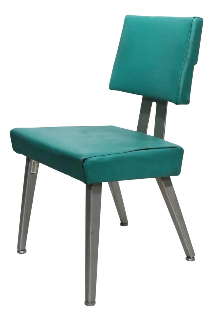 Teal Mid Century Side Chair by GoodForm General Fireproofing Aluminum: Teal Mid Century Side Chair by GoodForm General Fireproofing Aluminum This classic mid-century side chair, designed by General Fireproofing under the GoodForm brand, features a sturdy aluminum frame i