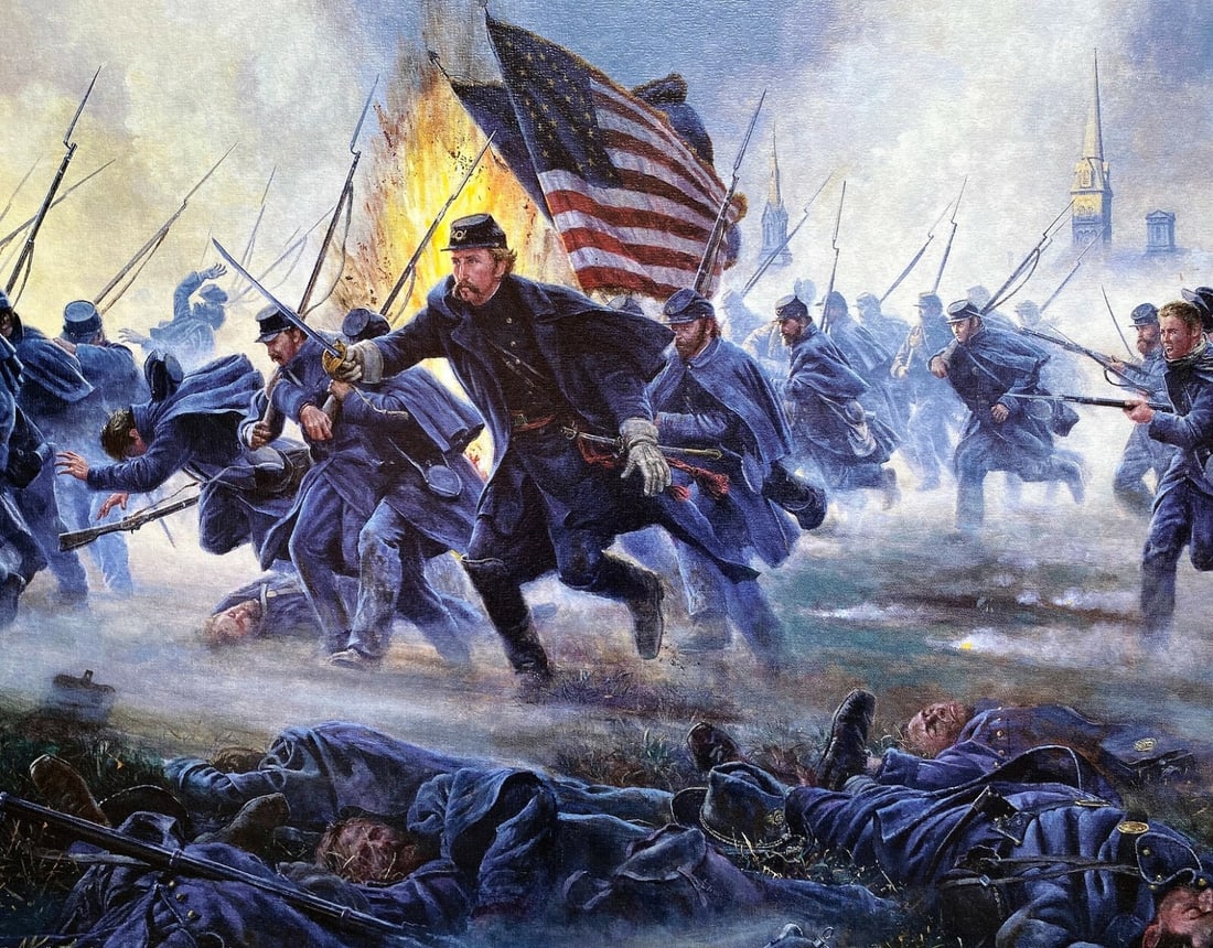 Mort Kunstler In the Hands of Providence Custom Framed Print: Mort Kunstler In the Hands of Providence Custom Framed Print This striking print titled "In the Hands of Providence" by renowned artist Mort Kunstler captures a pivotal moment in Civil War history. Pr