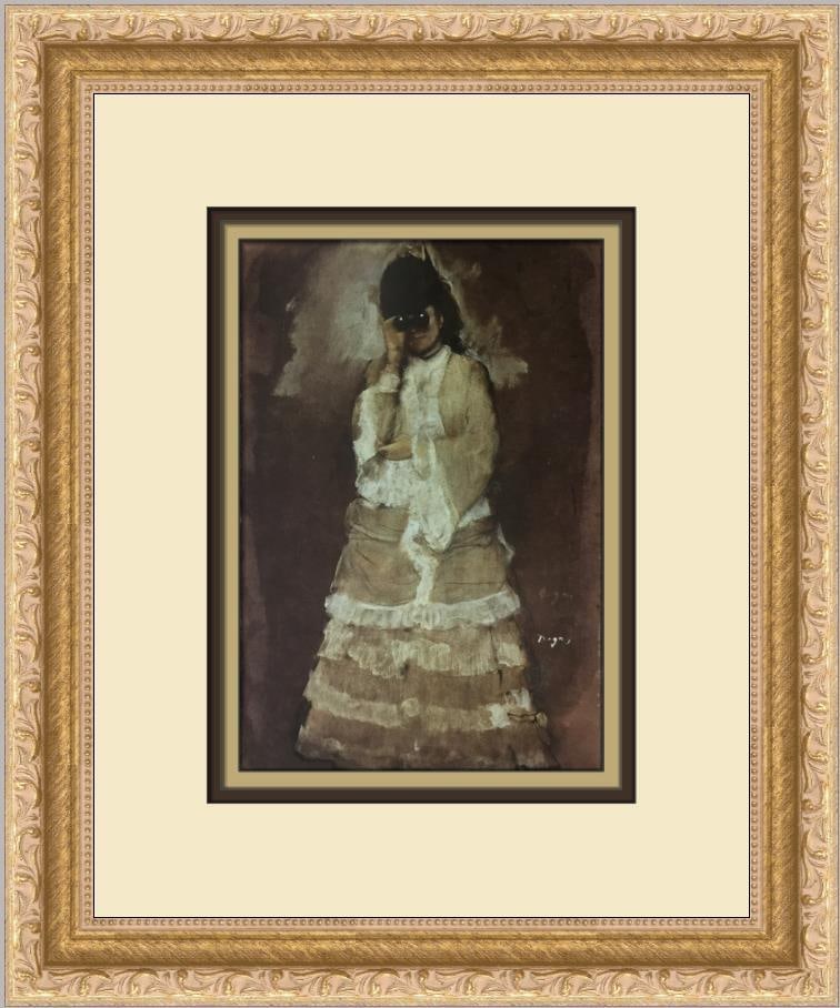 Edgar Degas Woman with Field Glasses Custom Framed Print 1988: Edgar Degas Woman with Field Glasses Custom Framed Print 1988 This stunning custom framed print features Edgar Degas's iconic artwork titled "Woman with Field Glasses." Measuring 13 inches in height a