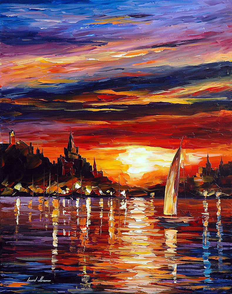 Castle By The Sea Limited Edition 1/25 Giclee by Leonid Afremov: Castle By The Sea Limited Edition 1/25 Giclee by Leonid Afremov Experience the enchanting beauty of "Castle By The Sea," a limited edition giclee painting hand-painted by renowned artist Leonid Afremo