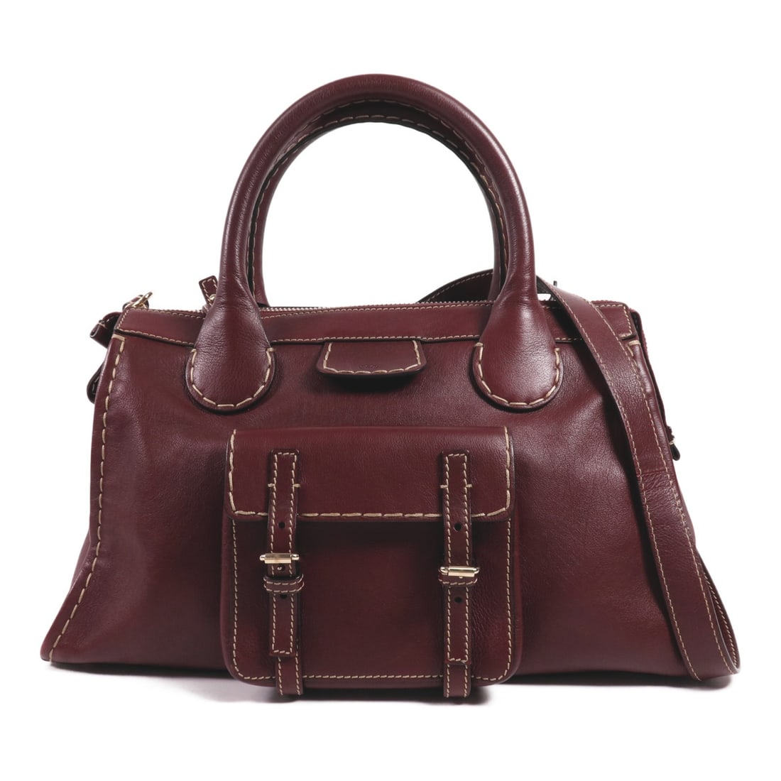 Chloe Edith 2 Way Shoulder Bag Red Calfskin Leather: Chloe Edith 2 Way Shoulder Bag Red Calfskin Leather Introducing the Chloe Edith Handle Bag, a luxurious 2-way shoulder bag crafted from premium calfskin leather in a striking red hue. This stylish acc