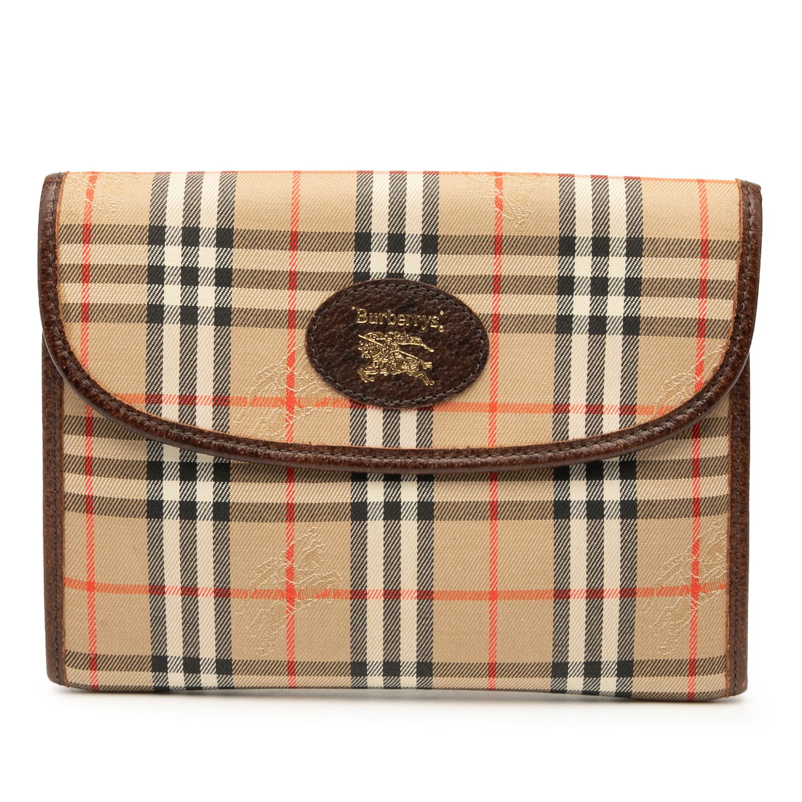 Burberry Haymarket Check Canvas Pouch Brown Leather Trim: Burberry Haymarket Check Canvas Pouch Brown Leather Trim Introducing the Burberry Haymarket Check Canvas Pouch, a stylish accessory crafted from durable canvas featuring the iconic haymarket check pat