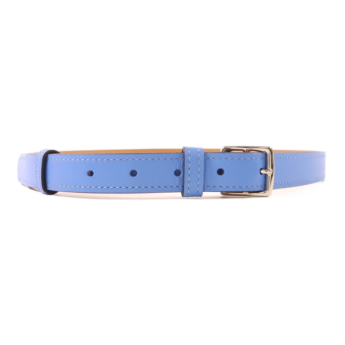 HERMES Etriviere Epsom Leather Belt Bleu Tempete PHW: HERMES Etriviere Epsom Leather Belt Bleu Tempete PHW Elevate your style with this exquisite HERMES Etriviere Leather Belt crafted from premium calfskin leather. This elegant belt features a stunning B