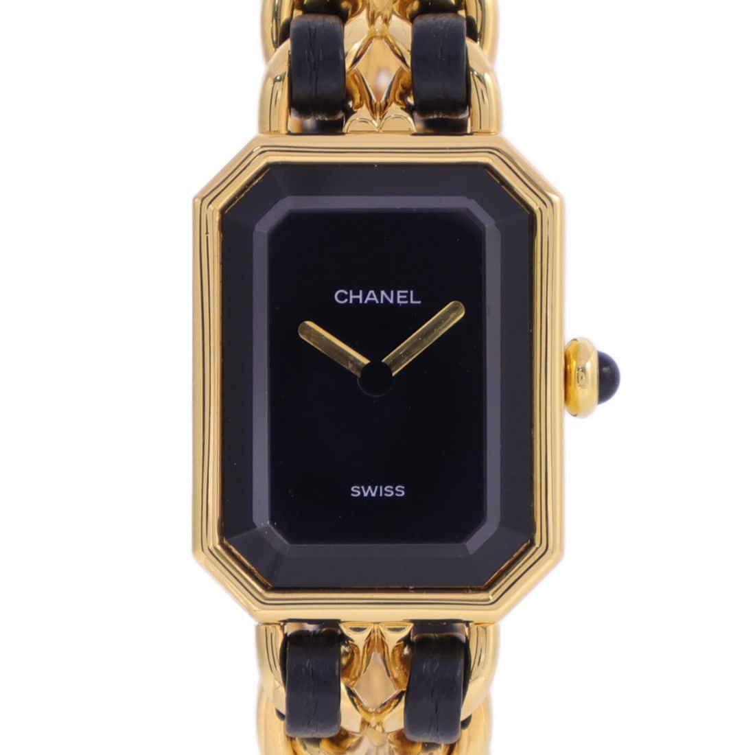 CHANEL CC Premiere S Gold Plated Quartz Wristwatch Black Dial: CHANEL CC Premiere S Gold Plated Quartz Wristwatch Black Dial The CHANEL CC Premiere S Quartz Watch combines elegance with functionality, featuring a striking black dial and gold-plated case. This wri