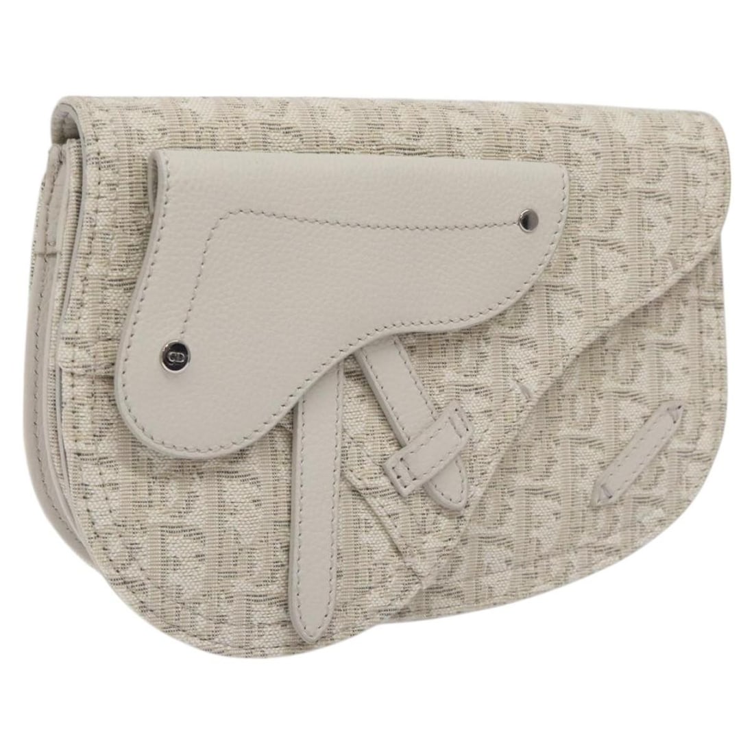 Christian Dior Trotter Canvas Saddle Clutch Bag White Silver Authentic: Christian Dior Trotter Canvas Saddle Clutch Bag White Silver Authentic Introducing the Christian Dior Trotter Canvas Saddle Clutch Bag, a sophisticated accessory that combines elegance with practicali