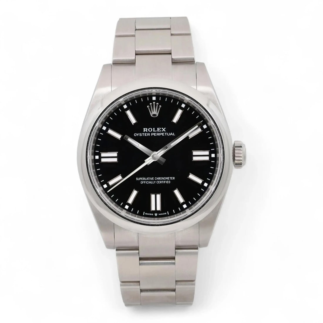 Rolex Oyster Perpetual 41mm Black Dial Automatic Watch 134300 with Box and Papers: Rolex Oyster Perpetual 41mm Black Dial Automatic Watch 134300 with Box and Papers Discover the elegance of the Rolex Oyster Perpetual 41mm Automatic Watch, featuring a striking black dial and a polish