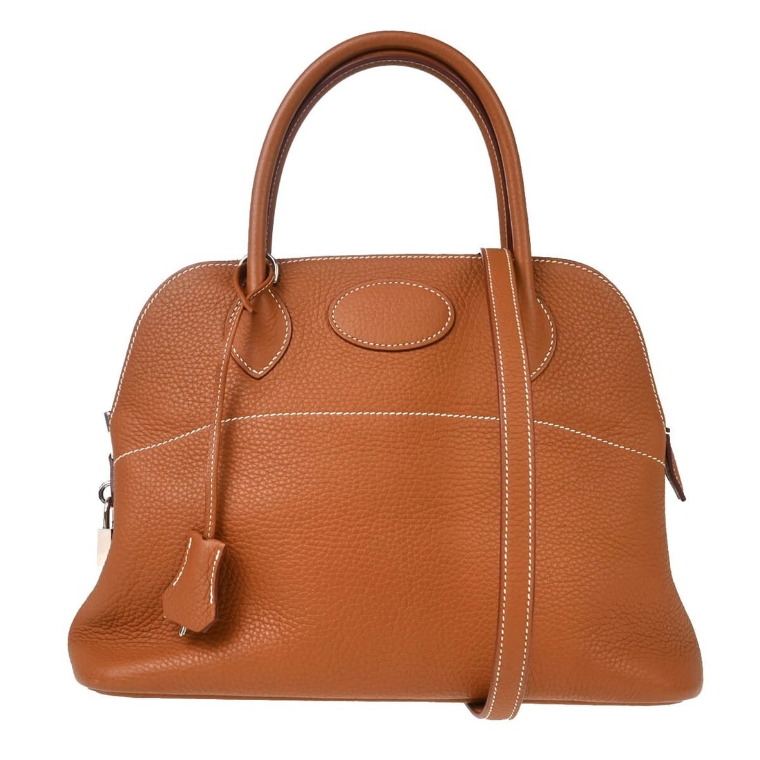 Hermes Gold Taurillon Clemence Bolide 31 2-Way Handbag: Hermes Gold Taurillon Clemence Bolide 31 2-Way Handbag Introducing the exquisite Hermes Gold Taurillon Clemence Bolide 31 2-way Handbag, a perfect blend of luxury and functionality. This medium-sized