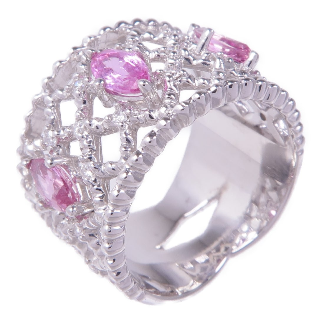 Pink Sapphire Diamond Ring in 18K White Gold by Jewelry US 4.5 (1 of 9)