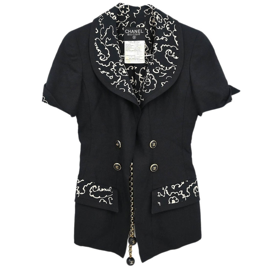 Chanel Vintage Black Linen Single Breasted Jacket 93P Size 38: Chanel Vintage Black Linen Single Breasted Jacket 93P Size 38 This Chanel single-breasted jacket is a timeless addition to any wardrobe. Crafted from 100% linen, it features a mid-length design with s