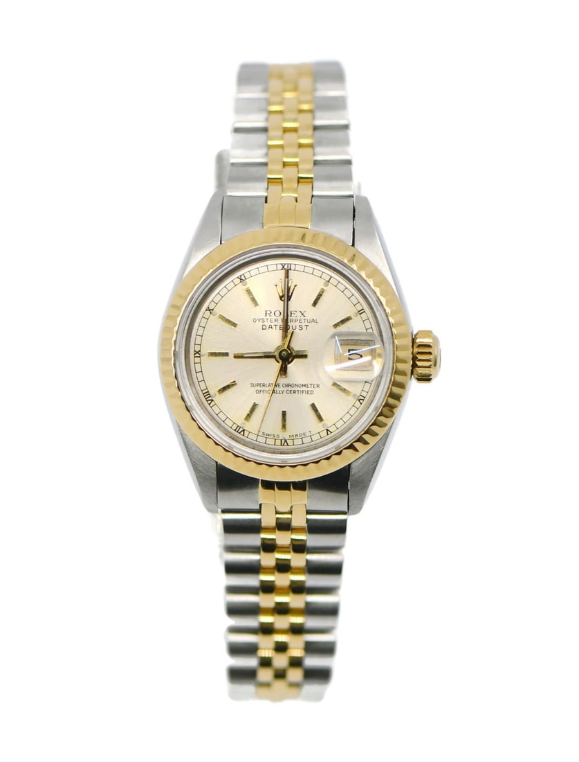 Rolex Datejust 18K Stainless Steel Diamond Bezel Watch 69173 (1 of 5)