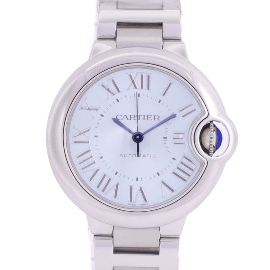 CARTIER Ballon Blue Automatic Stainless Steel Wristwatch: CARTIER Ballon Blue Automatic Stainless Steel Wristwatch Discover the elegance of the CARTIER Ballon Blue Automatic Watch, a stunning wristwatch crafted from stainless steel. This exquisite timepiece