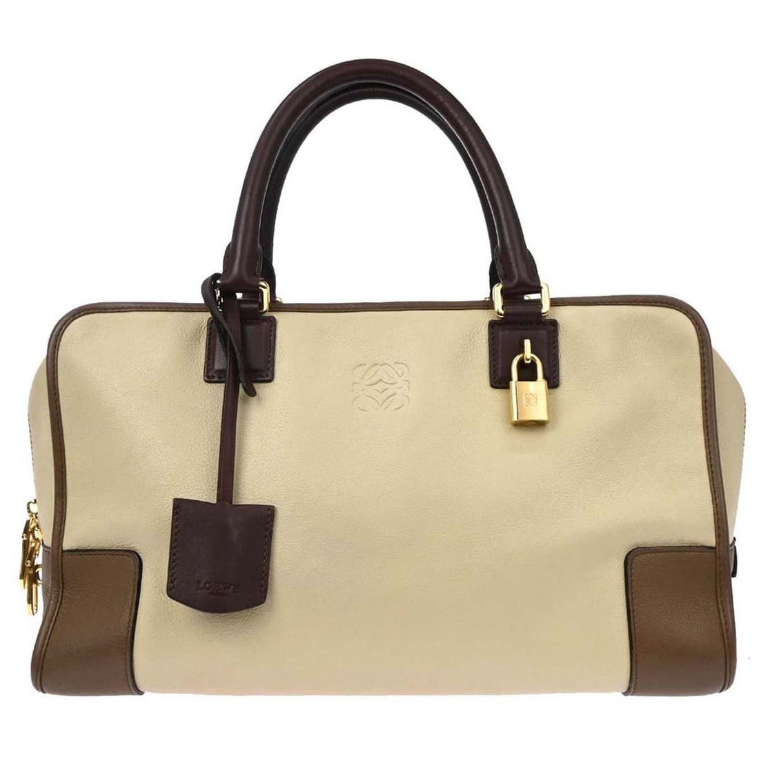 Loewe Off-white Amazona 36 Leather Top Handle Handbag: Loewe Off-white Amazona 36 Leather Top Handle Handbag Discover the timeless elegance of the Loewe Amazona 36 Handbag, a sophisticated accessory designed for the modern individual. Crafted from high-qu
