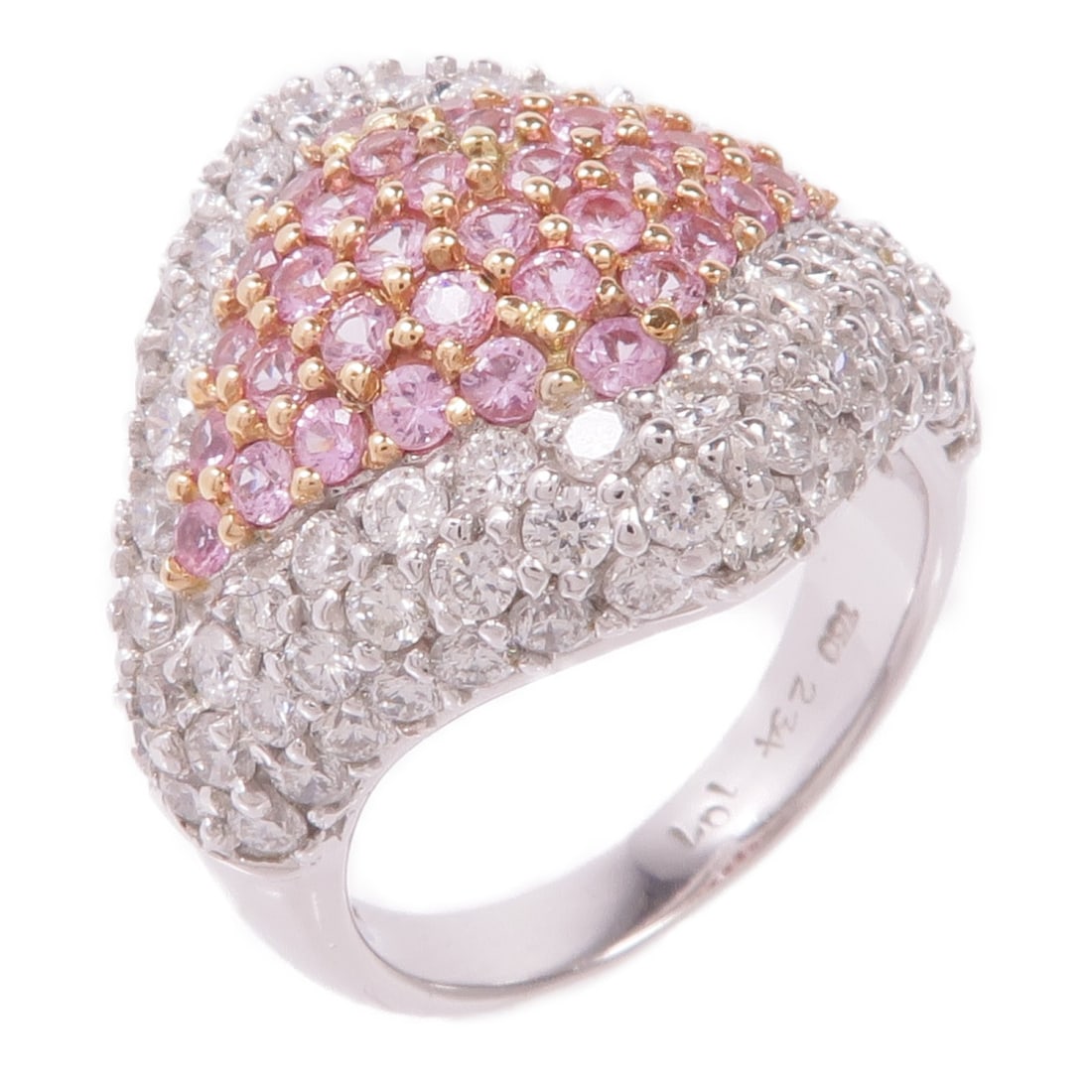 JEWELRY Pink Sapphire Diamond Ring 18K White Pink Gold Size 6.25 (1 of 9)