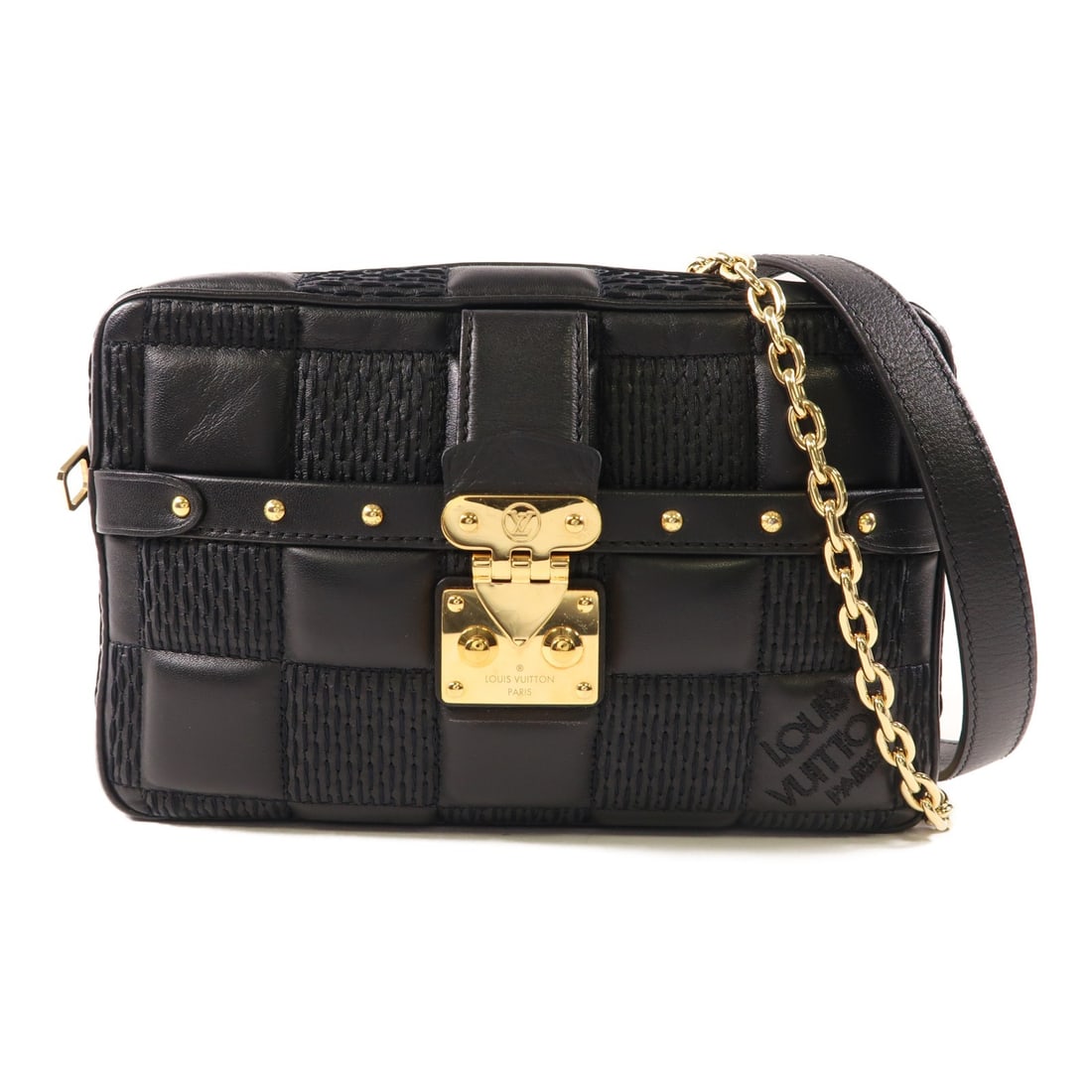 LOUIS VUITTON Troca PM Shoulder Bag M59116 Black Lambskin GHW: LOUIS VUITTON Troca PM Shoulder Bag M59116 Black Lambskin GHW Elevate your style with the LOUIS VUITTON LV Troca PM Shoulder Bag, elegantly crafted from premium lambskin leather in a sleek black finis