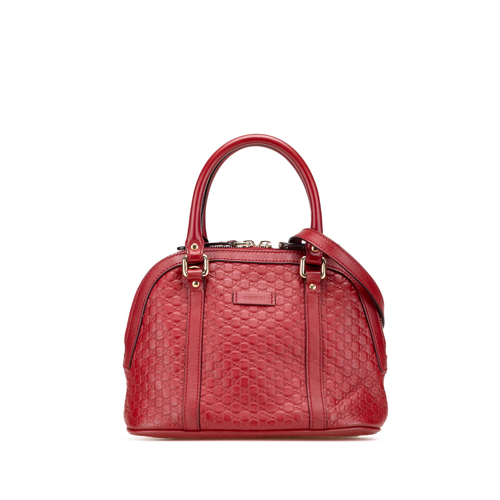 Gucci Mini Microguccissima Dome Satchel Red Leather Bag: Gucci Mini Microguccissima Dome Satchel Red Leather Bag This Gucci Mini Microguccissima Dome Satchel is a stylish accessory crafted from embossed leather. The design features rolled leather handles an