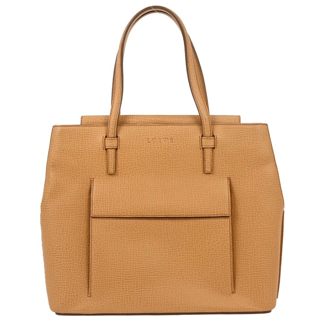 Loewe Beige Leather Top Handle Handbag 060302: Loewe Beige Leather Top Handle Handbag 060302 This exquisite Loewe handbag features a classic beige leather exterior, perfectly embodying the brand's renowned craftsmanship and style. With a medium si