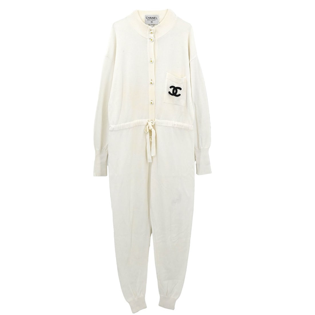 Chanel Vintage White Cotton Jumpsuit Size 38 Regular Fit: Chanel Vintage White Cotton Jumpsuit Size 38 Regular Fit Elevate your wardrobe with this stunning Chanel white jumpsuit, a quintessential piece that embodies classic elegance. Crafted from 100% cotton