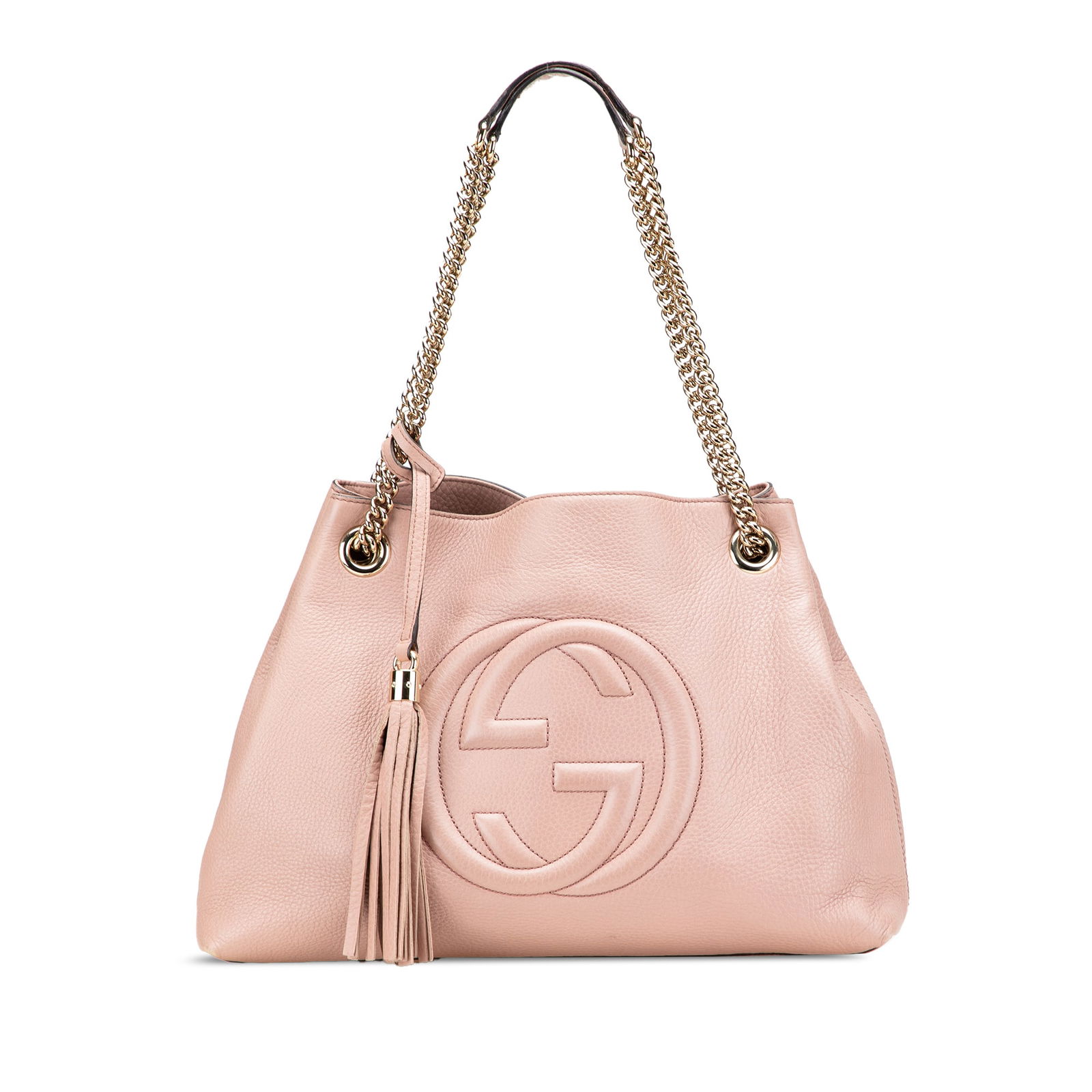 Gucci Medium Leather Soho Chain Tote Pink with Silver Straps (1 of 14)