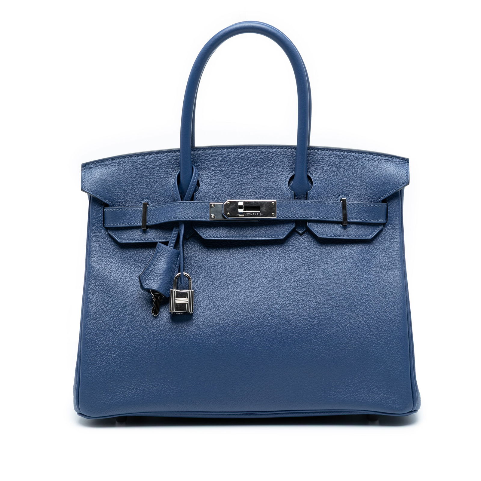 Hermes Togo Birkin Retourne 30 Bleu de Malte Leather Bag (1 of 8)