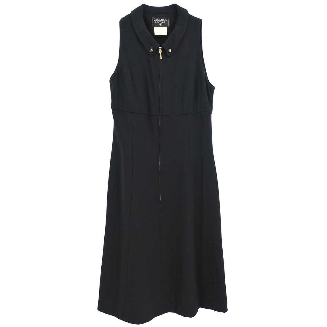 Chanel Vintage Black Wool Sleeveless Dress Size 40 (1 of 10)