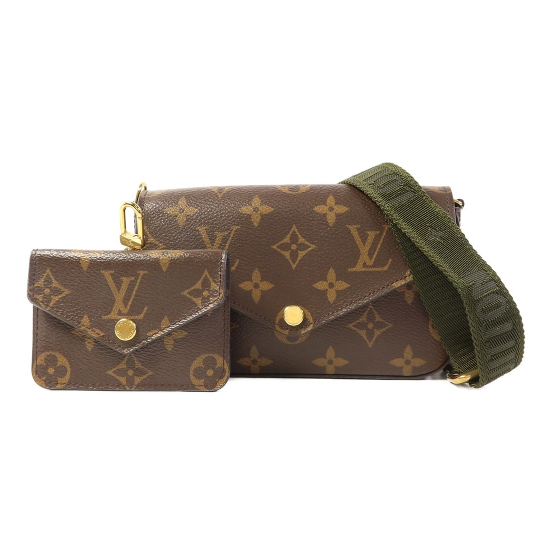 LOUIS VUITTON Felicie Strap & Go Shoulder Bag M80091 Monogram Brown Green: LOUIS VUITTON Felicie Strap & Go Shoulder Bag M80091 Monogram Brown Green This LOUIS VUITTON Felicie Strap & Go Shoulder Bag in Monogram Brown and Green is a stylish accessory perfect for everyday use