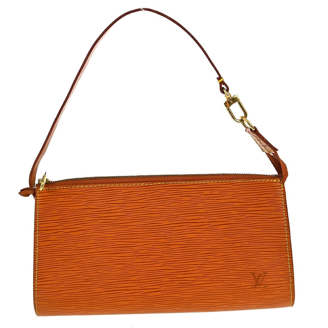 Louis Vuitton Brown Epi Pochette Accessoires Handbag M52948 with Detachable Strap: Louis Vuitton Brown Epi Pochette Accessoires Handbag M52948 with Detachable Strap This Louis Vuitton Brown Epi Pochette Accessoires handbag is a stylish accessory perfect for any occasion. Made from d