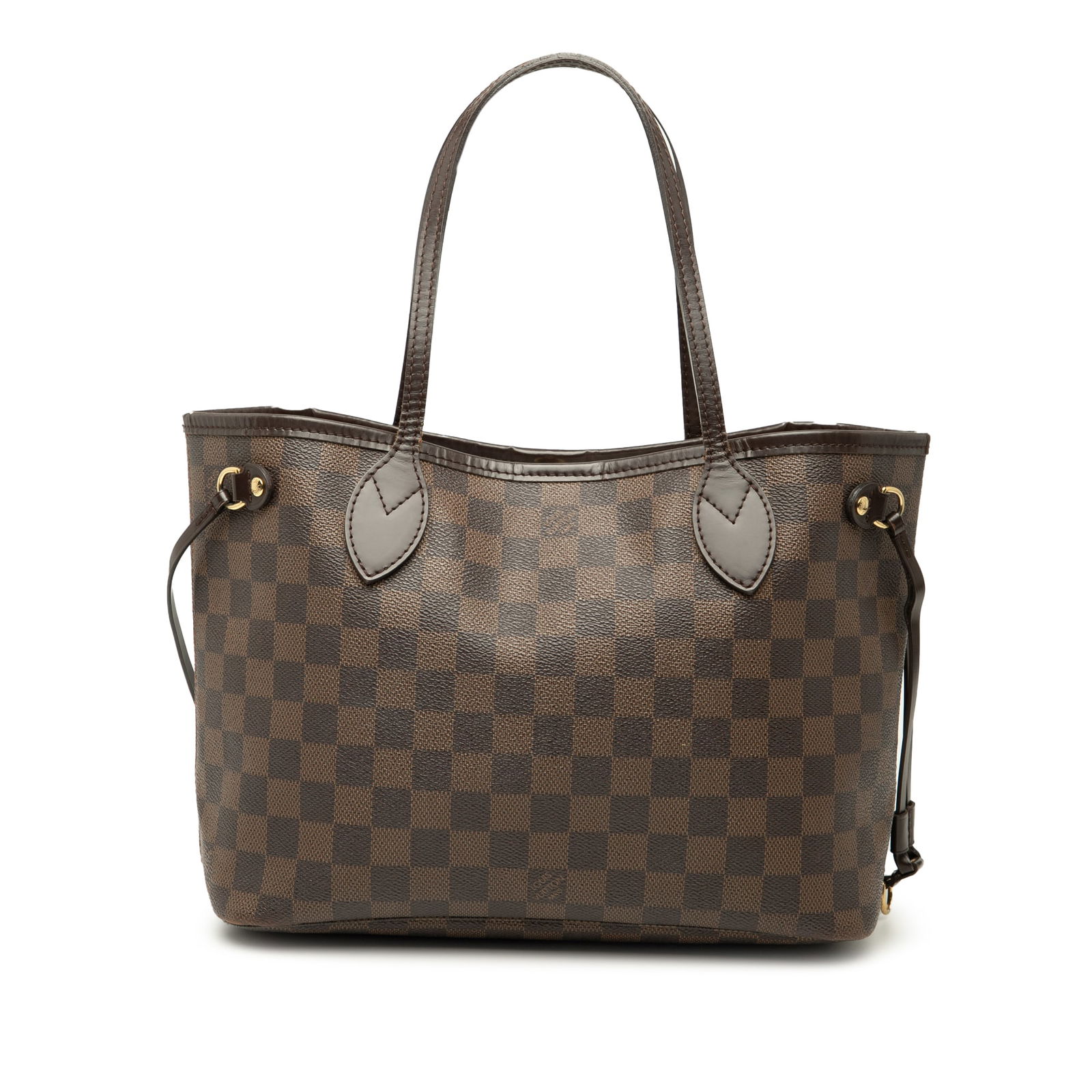 Louis Vuitton Damier Ebene Neverfull PM Brown Canvas Bag: Louis Vuitton Damier Ebene Neverfull PM Brown Canvas Bag The Louis Vuitton Damier Ebene Neverfull PM is an elegant and versatile handbag crafted from durable damier ebene canvas. It features premium l