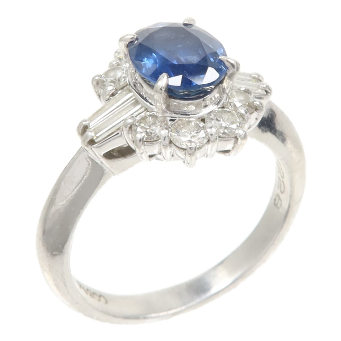 Sapphire Diamond Ring in PT900 Platinum US 5.5 by JEWELRY: Sapphire Diamond Ring in PT900 Platinum US 5.5 by JEWELRY This exquisite Sapphire Diamond Ring is crafted from high-quality PT900 platinum, ensuring both durability and elegance. The stunning blue sap