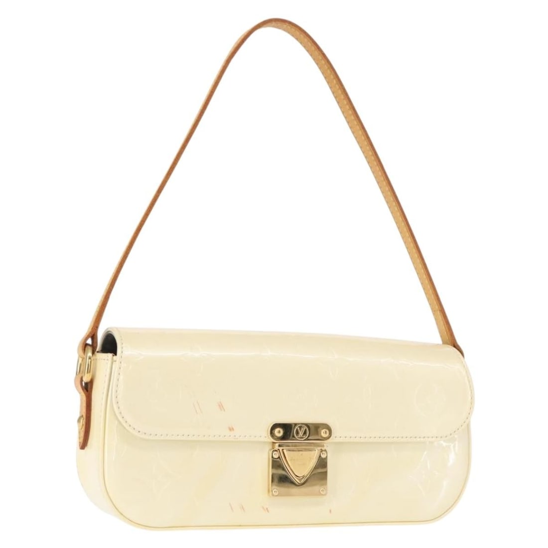 LOUIS VUITTON Monogram Vernis Malibu Street Bag Perle M91507 Authenticated: LOUIS VUITTON Monogram Vernis Malibu Street Bag Perle M91507 Authenticated Presenting the LOUIS VUITTON Monogram Vernis Malibu Street Bag in a stunning Perle color, crafted from high-quality patent le