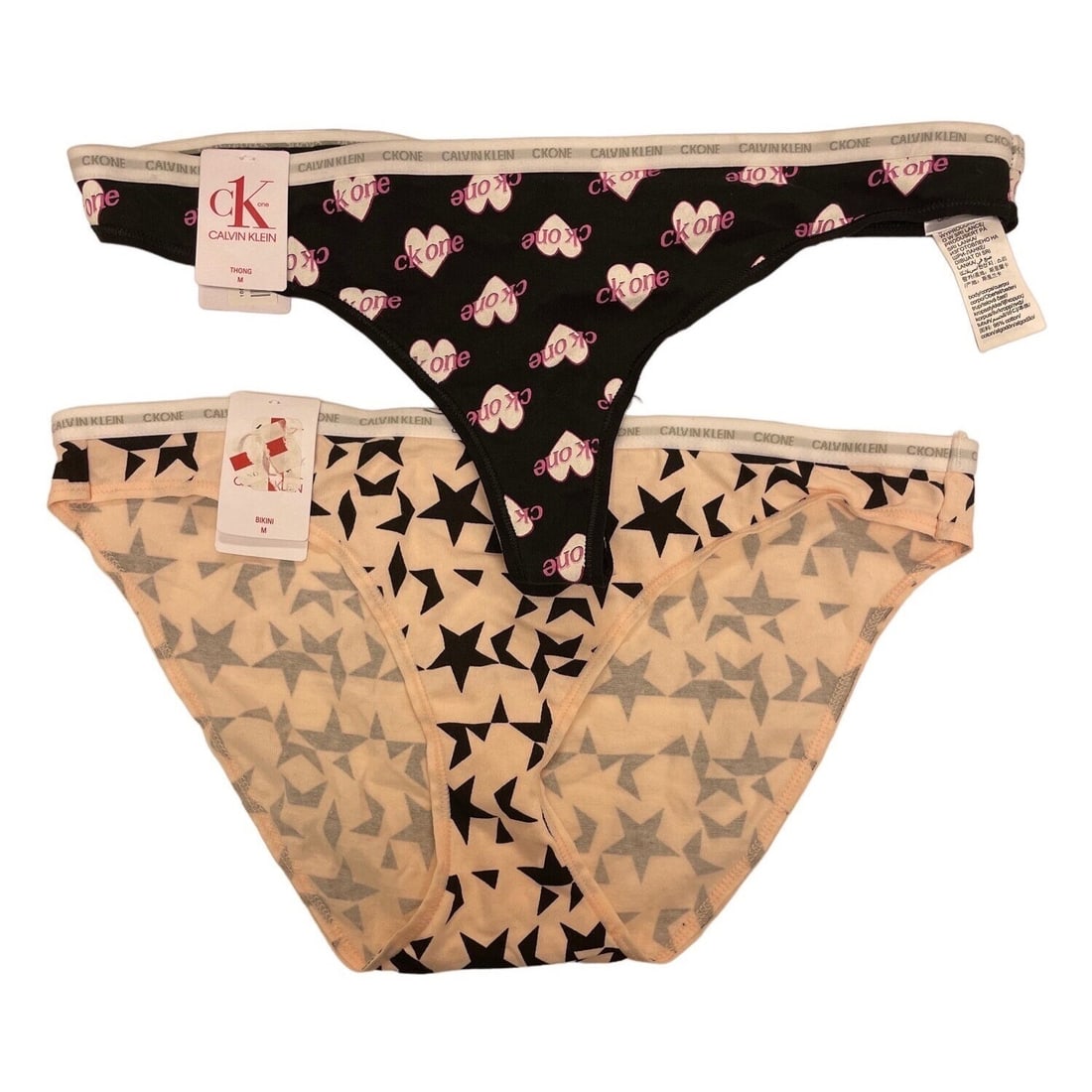 Calvin Klein One Bikini Underwear and Thong Set Black Stars M (1 of 4)